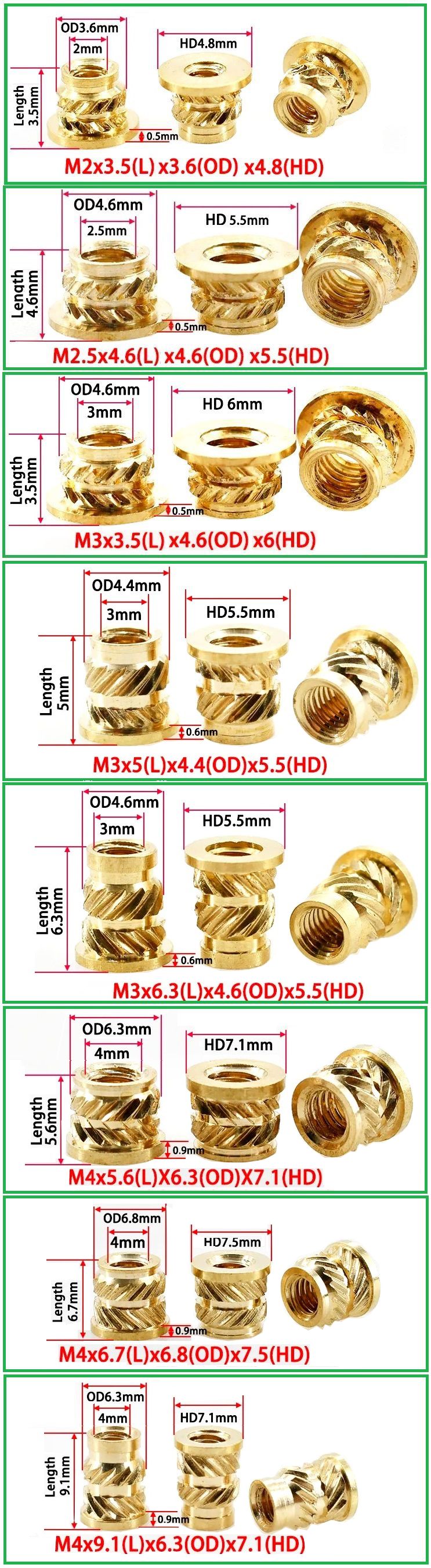 Insertos cabeza plana